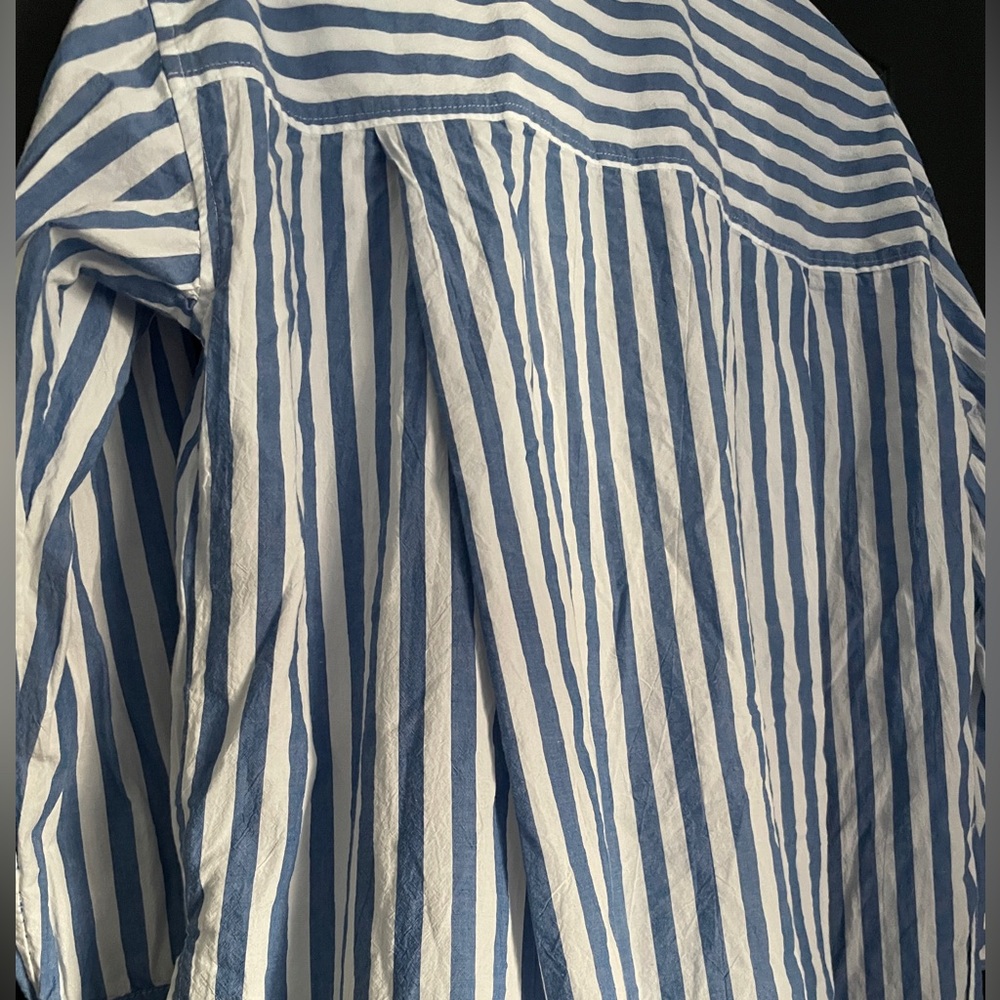 Madewell Signature Poplin Oversized Shirt - Blue and White Striped - Picture 5 of 7